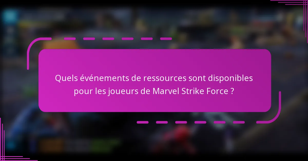 Quels événements de ressources sont disponibles pour les joueurs de Marvel Strike Force ?